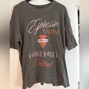 Oversized Espresso Martini Graphic Tee - Coffee Lover's Print